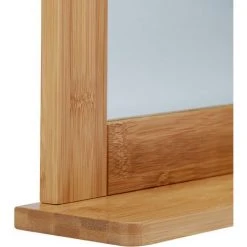 Relaxdays Miroir Mural Avec Cadre En Bambou Pour Salle De Bain Salon Surface Rangement, Nature -Miroir Soldes Boutique 10366842 3