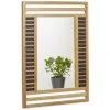 Relaxdays Miroir En Bambou Glace De Salle De Bain Fixation Murale En Bois HxlxP: 70 X 50 X 2 Cm Cadre Design Décoratif Accrocher Dans Le Salon Couloir Entrée Accessoire Déco, Nature
