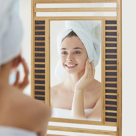 Relaxdays Miroir En Bambou Glace De Salle De Bain Fixation Murale En Bois HxlxP: 70 X 50 X 2 Cm Cadre Design Décoratif Accrocher Dans Le Salon Couloir Entrée Accessoire Déco, Nature 5 Relaxdays Miroir En Bambou Glace De Salle De Bain Fixation Murale En Bois HxlxP: 70 X 50 X 2 Cm Cadre Design Décoratif Accrocher Dans Le Salon Couloir Entrée Accessoire Déco, Nature – Image 3