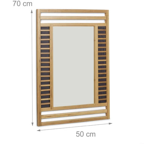 Relaxdays Miroir En Bambou Glace De Salle De Bain Fixation Murale En Bois HxlxP: 70 X 50 X 2 Cm Cadre Design Décoratif Accrocher Dans Le Salon Couloir Entrée Accessoire Déco, Nature 6 Relaxdays Miroir En Bambou Glace De Salle De Bain Fixation Murale En Bois HxlxP: 70 X 50 X 2 Cm Cadre Design Décoratif Accrocher Dans Le Salon Couloir Entrée Accessoire Déco, Nature – Image 4