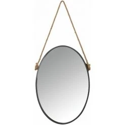 AUBRY GASPARD Miroir Avec Corde Matelot Ovale Noir - Noir