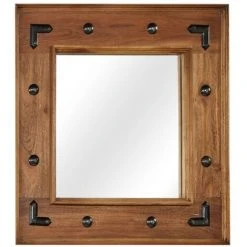 Miroir Bois D'acacia Massif 50 X 50 Cm VidaXL