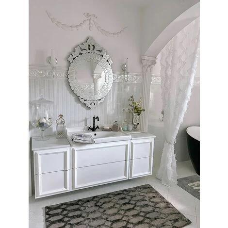 BELIANI Miroir En Bois D'ingénierie Argenté 100x67 - Argenté 4 BELIANI Miroir En Bois D'ingénierie Argenté 100x67 - Argenté – Image 2