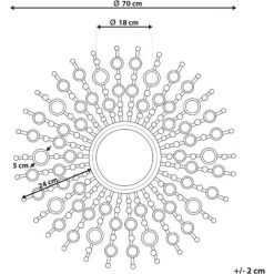BELIANI Miroir En Métal Doré 70x70 - Doré -Miroir Soldes Boutique 11186267 3