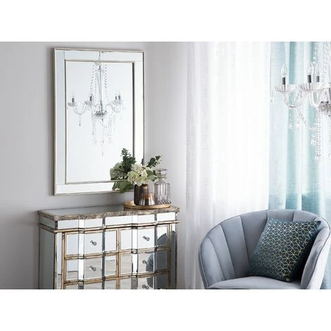 BELIANI Miroir En Plastique Argenté 90x60 - Argenté 4 BELIANI Miroir En Plastique Argenté 90x60 - Argenté – Image 2