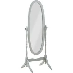 PEGANE Miroir Sur Pied, Psyché, Miroir Oval En Bois Gris Et Inclinable - Dim : L 59 X P 49.5 X H 150 Cm