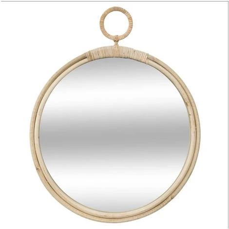 Atmosphera - Miroir Mural En Rotin Forme Gousset D 38 Cm - Beige 3 Atmosphera - Miroir Mural En Rotin Forme Gousset D 38 Cm - Beige