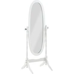 PEGANE Miroir Psyché Charme Sur Pied Bois Blanc - Dim : L 59 X P 49.5 X H 150 Cm
