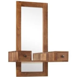 VidaXL Miroir Cosmétique Avec 2 Tiroirs Bois Solide De Sesham - Brun -Miroir Soldes Boutique 12186813 2