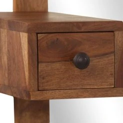 VidaXL Miroir Cosmétique Avec 2 Tiroirs Bois Solide De Sesham - Brun -Miroir Soldes Boutique 12186813 5