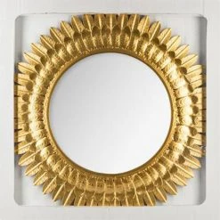 Miroir En Métal Forme Rond Laqué Or - Dim : L.70 X L.2,5 X H.70 Cm -PEGANE- -Miroir Soldes Boutique 12220653 2