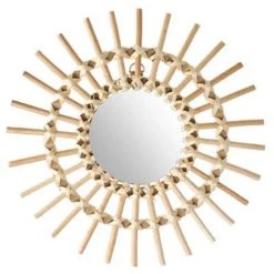 Miroir En Rotin Soleil - Dim : D30 Cm -PEGANE-