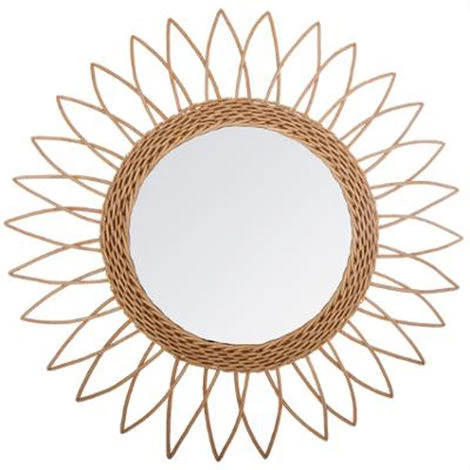 Miroir Mural En MDF Et Saule Coloris Beige - Dim : L.50 X L.2,8 X H.50 Cm -PEGANE- 3 Miroir Mural En MDF Et Saule Coloris Beige - Dim : L.50 X L.2,8 X H.50 Cm -PEGANE-