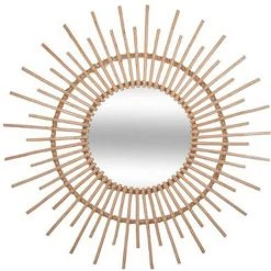 Miroir Mural En Saule Coloris Beige - Dim : L.76 X L.2,4 X H.76 Cm -PEGANE-