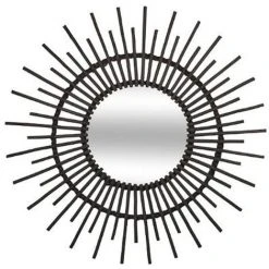 Miroir Mural En Saule Coloris Noir - Dim : L.76 X L.2,4 X H.76 Cm -PEGANE-
