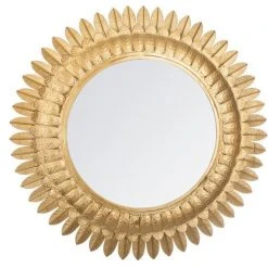 Atmosphera - Grand Miroir Mural Feuilles En Métal Doré D 70 Cm - Doré