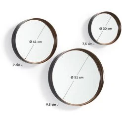 Kave Home - Lot De 3 Miroirs Ralphe Ronds Ø 9,5 / Ø 9 / Ø 7,5 Cm En Acier - Cuivre 7 Kave Home - Lot De 3 Miroirs Ralphe Ronds Ø 9,5 / Ø 9 / Ø 7,5 Cm En Acier - Cuivre -Miroir Soldes Boutique 12370985 3