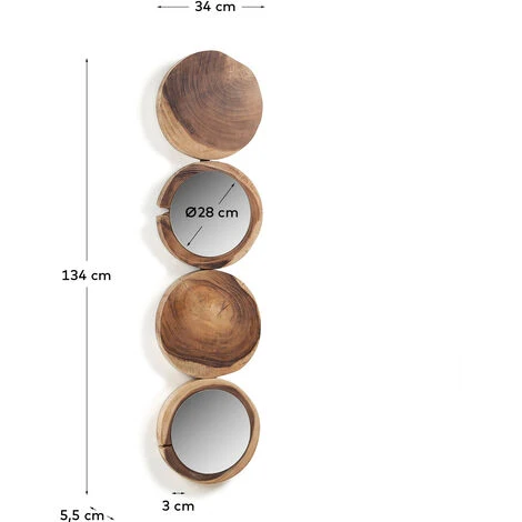 Kave Home - Miroir Essie En Bois Massif De Mungur - Naturel 4 Kave Home - Miroir Essie En Bois Massif De Mungur - Naturel – Image 2