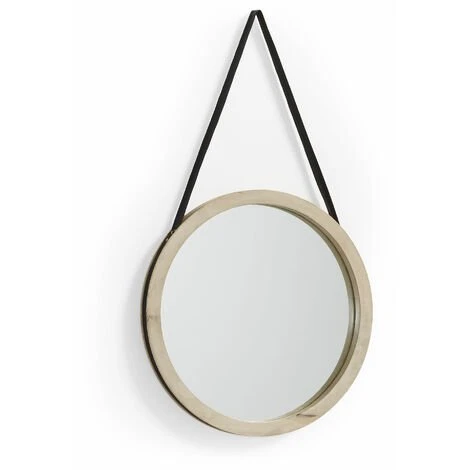 Kave Home - Miroir Mural Grek Rond Ø 40 Cm En Bois De Manguier Massif Avec Poignée En Cuir Synthétique Noir - Naturel 3 Kave Home - Miroir Mural Grek Rond Ø 40 Cm En Bois De Manguier Massif Avec Poignée En Cuir Synthétique Noir - Naturel