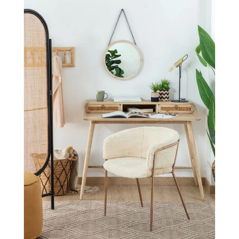 Kave Home - Miroir Mural Grek Rond Ø 40 Cm En Bois De Manguier Massif Avec Poignée En Cuir Synthétique Noir - Naturel 4 Kave Home - Miroir Mural Grek Rond Ø 40 Cm En Bois De Manguier Massif Avec Poignée En Cuir Synthétique Noir - Naturel – Image 2