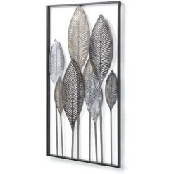 Kave Home - Panneau Mural Leaves Multicolore Rectangulaire 52,5 X 95 Cm En Acier - Multicolore