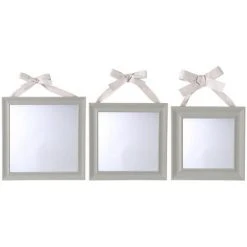 Atmosphera - Lot De 3 Miroirs Muraux Carrés Avec Ruban - Gris