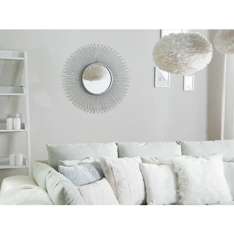 BELIANI Miroir En Plastique Argenté 80x80 - Argenté 4 BELIANI Miroir En Plastique Argenté 80x80 - Argenté – Image 2