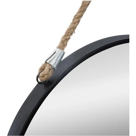 Atmosphera - Miroir Rond En Métal Noir Avec Corde D 55 Cm - Noir 4 Atmosphera - Miroir Rond En Métal Noir Avec Corde D 55 Cm - Noir – Image 2