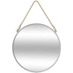 Atmosphera - Miroir Mural En Métal Gris Avec Corde D 37 Cm - Miroir