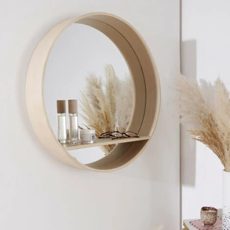 MOB-IN Miroir Rond En Chêne Avec étagère 60 Cm OBLO - Bois Clair 3 MOB-IN Miroir Rond En Chêne Avec étagère 60 Cm OBLO - Bois Clair