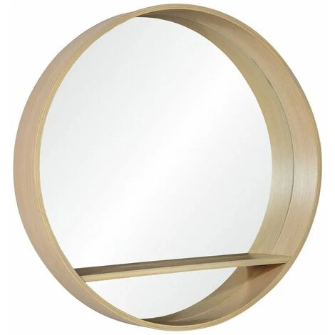 MOB-IN Miroir Rond En Chêne Avec étagère 60 Cm OBLO - Bois Clair 4 MOB-IN Miroir Rond En Chêne Avec étagère 60 Cm OBLO - Bois Clair – Image 2