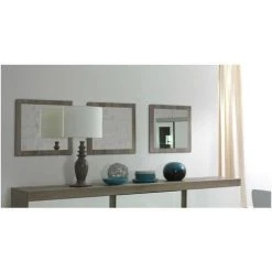 PRICE FACTORY Lot De 3 Miroirs STEFANO. Cadre Coloris Sonoma. Accessoire Idéal Pour Votre Habitation. - Marron