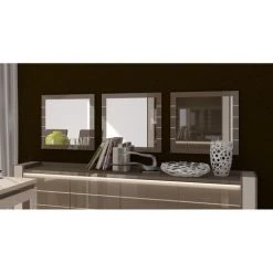 PRICE FACTORY Miroirs Design LINA. Lot De 3. Idéal Pour Embellir Votre Salon. Coloris Cappuccino Et Blanc Crème - Blanc