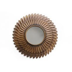 HEART OF THE HOME Miroir En Métal Design Plume - Diam. 61 - Marron