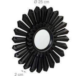 Relaxdays Miroir De Décoration Soleil, Lot De 3, Décoration Murale, Avec Suspension, Cadre Plastique, Ø, 25 Cm, Noir 11 Relaxdays Miroir De Décoration Soleil, Lot De 3, Décoration Murale, Avec Suspension, Cadre Plastique, Ø, 25 Cm, Noir -Miroir Soldes Boutique 14456127 5