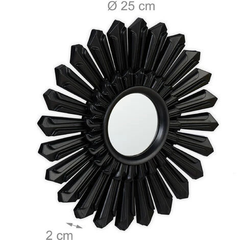 Relaxdays Miroir De Décoration Soleil, Lot De 3, Décoration Murale, Avec Suspension, Cadre Plastique, Ø, 25 Cm, Noir 7 Relaxdays Miroir De Décoration Soleil, Lot De 3, Décoration Murale, Avec Suspension, Cadre Plastique, Ø, 25 Cm, Noir – Image 5