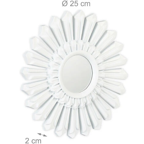 Relaxdays Miroir De Décoration Soleil, Lot De 3, Décoration Murale, Avec Suspension, Cadre Plastique, Ø, 25 Cm, Blanc 7 Relaxdays Miroir De Décoration Soleil, Lot De 3, Décoration Murale, Avec Suspension, Cadre Plastique, Ø, 25 Cm, Blanc – Image 5