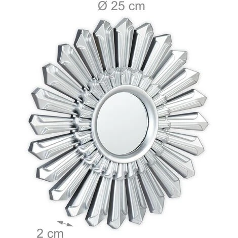 Relaxdays Miroir De Décoration Soleil, Lot De 3, Décoration Murale, Avec Suspension, Cadre Plastique, Ø, 25 Cm, Argenté 7 Relaxdays Miroir De Décoration Soleil, Lot De 3, Décoration Murale, Avec Suspension, Cadre Plastique, Ø, 25 Cm, Argenté – Image 5