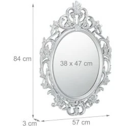 Relaxdays Miroir Mural Nostalgie, Miroir à Accrocher Vintage, Décoration Murale, H X B: 39,5 X 39,5 Cm, Argent -Miroir Soldes Boutique 14557533 4