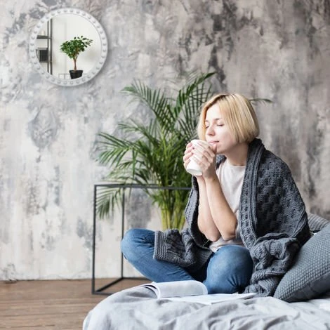 Relaxdays Miroir Mural Rond, Miroir à Accrocher, Salon, Salle De Bain & WC, ∅ Env. 50,5 Cm Avec Cadre, Blanc 5 Relaxdays Miroir Mural Rond, Miroir à Accrocher, Salon, Salle De Bain & WC, ∅ Env. 50,5 Cm Avec Cadre, Blanc – Image 3