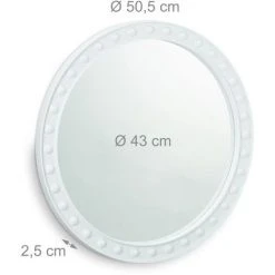 Relaxdays Miroir Mural Rond, Miroir à Accrocher, Salon, Salle De Bain & WC, ∅ Env. 50,5 Cm Avec Cadre, Blanc 10 Relaxdays Miroir Mural Rond, Miroir à Accrocher, Salon, Salle De Bain & WC, ∅ Env. 50,5 Cm Avec Cadre, Blanc -Miroir Soldes Boutique 14557535 4