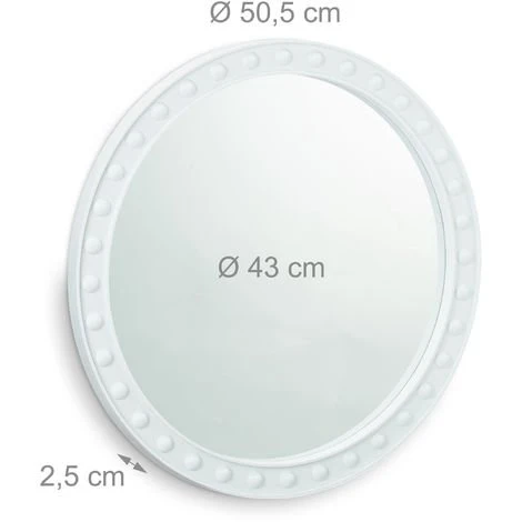 Relaxdays Miroir Mural Rond, Miroir à Accrocher, Salon, Salle De Bain & WC, ∅ Env. 50,5 Cm Avec Cadre, Blanc 6 Relaxdays Miroir Mural Rond, Miroir à Accrocher, Salon, Salle De Bain & WC, ∅ Env. 50,5 Cm Avec Cadre, Blanc – Image 4