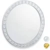 Relaxdays Miroir Mural Rond, Miroir à Accrocher, Salon, Salle De Bain & WC, ∅ Env. 50,5 Cm Avec Cadre, Argenté -Miroir Soldes Boutique 14557536 1