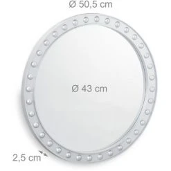 Relaxdays Miroir Mural Rond, Miroir à Accrocher, Salon, Salle De Bain & WC, ∅ Env. 50,5 Cm Avec Cadre, Argenté -Miroir Soldes Boutique 14557536 4