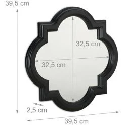 Relaxdays Miroir Mural Nostalgie, Miroir à Accrocher Vintage, Plastique, Cadre, H X B: 39,5 X 39,5cm, Noir -Miroir Soldes Boutique 14557538 5