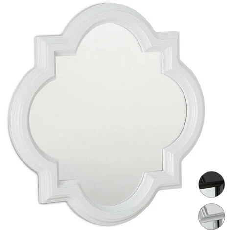Relaxdays Miroir Mural Nostalgie, Miroir à Accrocher Vintage, Plastique, Cadre, H X B: 39,5 X 39,5cm, Blanc 3 Relaxdays Miroir Mural Nostalgie, Miroir à Accrocher Vintage, Plastique, Cadre, H X B: 39,5 X 39,5cm, Blanc