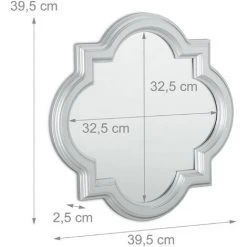 Relaxdays Miroir Mural Nostalgie, Miroir à Accrocher Vintage, Plastique, Cadre, H X B: 39,5 X 39,5cm, Argent -Miroir Soldes Boutique 14557540 5