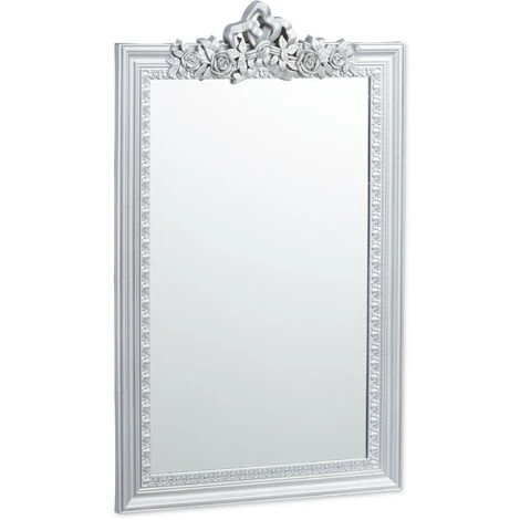 Relaxdays Miroir Baroque, Miroir Rectangulaire à Accrocher, Design Antique, Couloir, Salle De Bain, Argenté 3 Relaxdays Miroir Baroque, Miroir Rectangulaire à Accrocher, Design Antique, Couloir, Salle De Bain, Argenté
