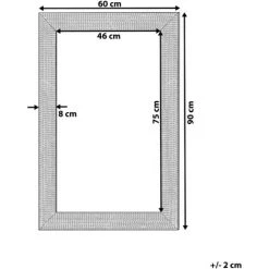 BELIANI Miroir En Plastique Gris 90x60 - Gris -Miroir Soldes Boutique 15098447 3