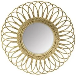 AUBRY GASPARD Miroir Marguerite En Moelle De Rotin 60 Cm Beige - Verre